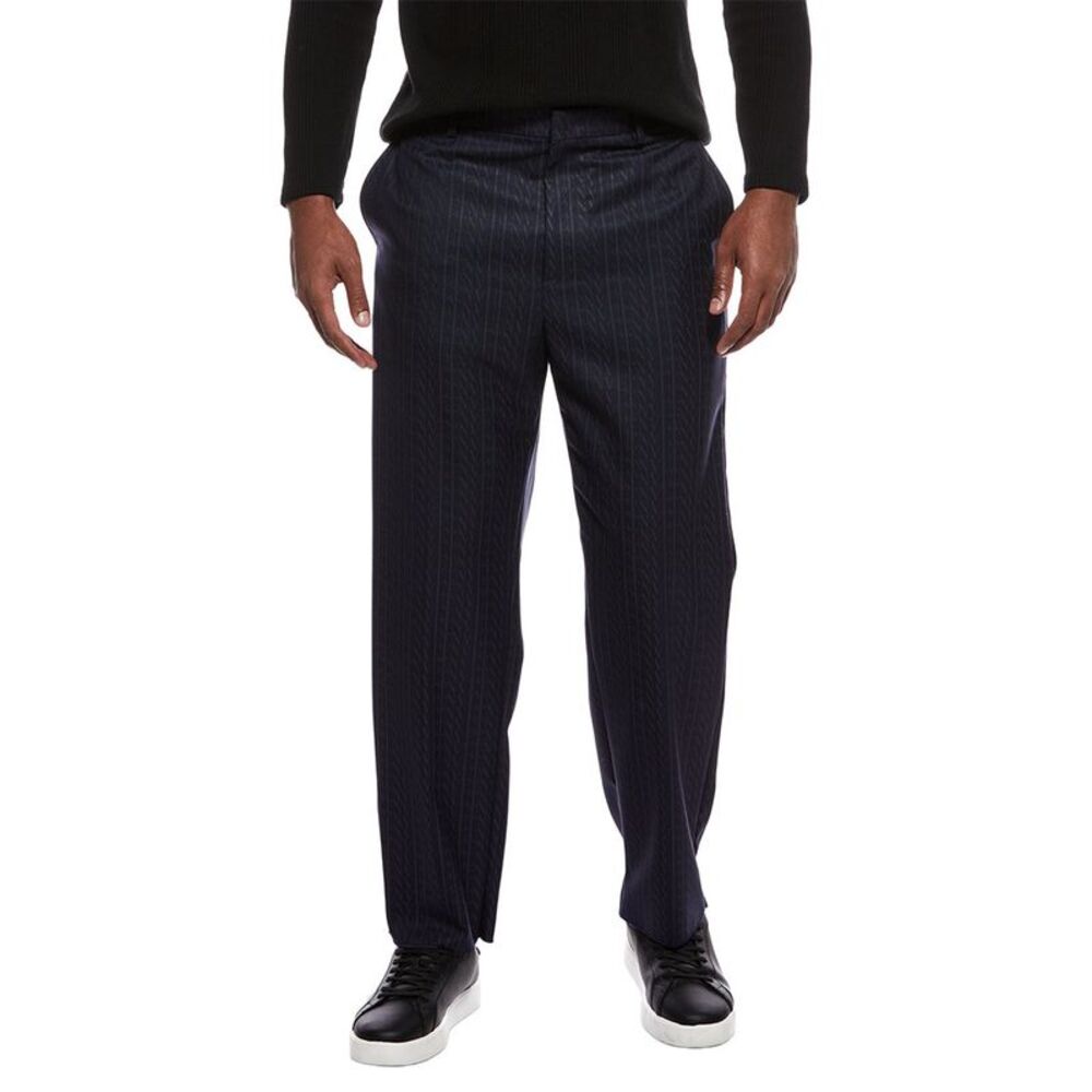 Valentino Mens  Logo Wool Trouser, Blue